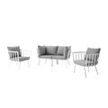 Lounge Sectional Sofa Chair Set Aluminum Metal Steel White Grey Gray Modern Contemporary Urban Design Outdoor Patio Balcony Cafe Bistro Garden Furniture Hotel Hospitality