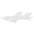 Lounge Chair Chaise Set of 2 Aluminum Metal Steel White Modern Contemporary Urban Design Outdoor Patio Balcony Cafe Bistro Garden Furniture Hotel Hospitality