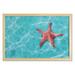 Starfish Wall Art with Frame Red Starfish in the Vibrant Blue Water Sun Rays Reflection Aquatic Tropical Life Printed Fabric Poster for Bathroom Living Room Dorms 35 x 23 Aqua Red by Ambesonne