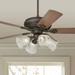 52 Casa Vieja Trilogy Industrial Rustic Indoor Ceiling Fan LED Light Bronze Walnut Cherry Barbizon Glass for Living Room Kitchen