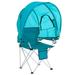 BrylaneHome Outdoor Oversized Canopy Tent Camp Chair Shade Folding Cupholder Zip Windows Storage Carrying Case Beach Yard Trip- Weight Capacity 350LB - Breeze Blue