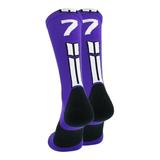 Purple/White Player Id Crew Number Socks (#77 Large)