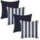 Harrison Cropper Premium Garden Scatter Cushion | Water Resistant Cushions | Outdoor Patio Rattan Chairs | Hollowfibre Filled Seating Furniture Pillow | Soft Comfy and Durable | 4 Pack (Navy & Stripe)