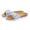 Pantolette ELBSAND "Sandale", Damen, Gr. 40, blau (hellblau), Obermaterial: 100% Rindsleder. Decksohle: 100% Rindsleder. Laufsohle: 100% Synthetik, unifarben, casual, Schuhe, Mule, offener Schuh aus Leder mit weichem Komfortkorkfußbett