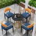 SHINYOK Round 4 - Person 23.62" Aluminum Outdoor Dining Set Stone/Concrete/Metal in Black/Gray | 23.62 W x 23.62 D in | Wayfair 03GSS128CGAM48DX3PJ