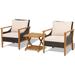 Costway 3 Pieces Patio Wicker Furniture Set with 2-Tier Side Table and Cushioned Armchairs-Natural