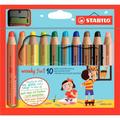 Stabilo - tui de 10 crayons de couleur woody 3in1 + 1 taille-crayons - assortis