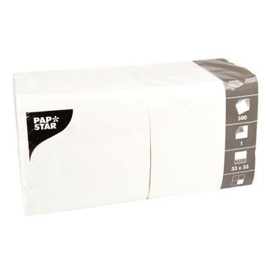 Papstar 500 Servietten 1-lagig 33x33 cm weiß weiß, 33x33 cm