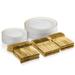 Seseno 125 Piece Gold Rim Dinnerware Set For 25 Guests - 50 Plastic Plates - 75 Plastic Silverware in Brown/White | Wayfair MTS125G