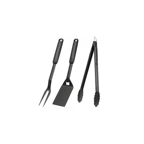 Grillbesteckset PURO Grillzange Grillwender Grillgabel für BBQ 3er Set