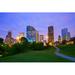 Ebern Designs Twilight from Park - Wrapped Canvas Photograph Canvas in Green/Indigo | 20 H x 30 W x 1.25 D in | Wayfair