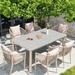 George Oliver Rectangular 6 - Person Outdoor Dining Set w/ Cushions Stone/Concrete/Metal in Gray | 62.99 W x 35.43 D in | Wayfair