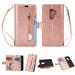 Galaxy S9 Plus Case Case for Samsung Galaxy S9 Plus 6.2 inch 2018 Multi-Functional Handbag Magnet Stand Folio PU Leather Credit Card Holder Flip Soft TPU Zipper Wallet Protective Case Rosegold