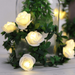 20 LED Flower String Light Rose Vine Leaf Fairy Light Battery Operated LED Garland Light Decorative Twinkle Lights for Wedding Bedroom Indoor Outdoor Garden Party Home Wall 9.8 Ft