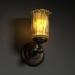 Justice Design GLA-8521 - Tradition 1 Light Wall Sconce - Cylinder with Rippled Rim Shade - Dark Bronze with Amber Glass