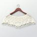 Fashion Sun Protection Vintage Tassel Lace Waistcoat Shawl Poncho Fake Collar Crochet Knit Cape BEIGE STYLE 4