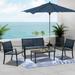Seizeen Patio Furniture Set for 4 All-weather Textilene Sectional Conversation Set for Outdooor Porch Deck Anti-rust Frame and High Backrest Armchairs