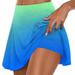 Womens Tennis Skirts Skorts Shorts Tie Dye Gradient Color Mini Skirt Bottom Shorts for Women Workout Gym Joggers (Medium Light BlueA)