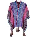 PIKADINGNIS Ethnic Wrap Shawl Poncho Cape for Women Knit Oversized Open Front Pashmina with Tassels Cold Weather