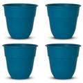 4 PC RESIN 10 BLUE FLOWER POTS OUTDOOR PLANTER Nursery Garden Indoor Plant