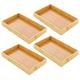 AAOMASSR Wide Bamboo Kitchen Cabinet & Fridge Drawer Organizer Tray - Storage Bin for Cutlery Serving Spoons Cooking Utensils Appliances - Echo Collection 4 Pack Natural Wood