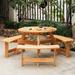 6 Person Outdoor Wood Picnic Set,Dining Table w/Benches,Umbrella Hole - 66.92"D x 66.92"W x 27.55"H(L x W x H)