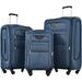 Softside 3pcs Durable Spinner Wheels Suitcase Sets with TSA Lock,Dark Blue