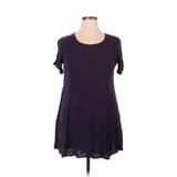 Lush Casual Dress - DropWaist Crew Neck Short Sleeve: Purple Dresses - Women's Size X-Large