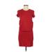 Silence and Noise Casual Dress - Mini Crew Neck Short sleeves: Red Print Dresses - Women's Size Small