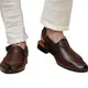 Chaussures provoqué à bretelles pour hommes sandales marron chaussures faites à la main noir