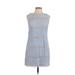 Jessica Howard Casual Dress - Shift Crew Neck Sleeveless: Blue Print Dresses - Women's Size 10 Petite