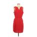 Adelyn Rae Casual Dress - Sheath V Neck Sleeveless: Red Print Dresses - Women's Size Medium