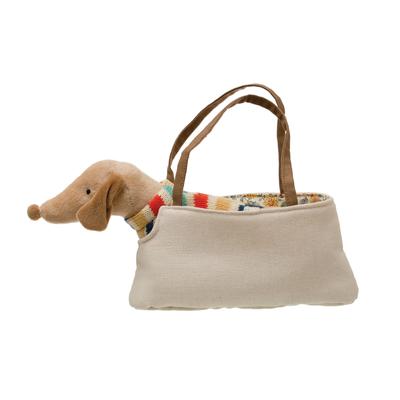 Cotton Removable Brown Dachshund in Dog Carrier - 11.0"L x 2.0"W x 5.0"H