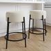 Isaac Modern Backless Metal Round Bar Stool with Boucle Padded Seat and Metal Base