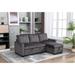 Reversible Sleeper Sectional Storage Sofa Bed, Skin-Feeling Velvet L-Shape 3 Seat Sectional Couch with Nailhead, Corner Sofa