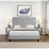 Modern Queen Size Upholstered Platform Bed Frame with pull point Tufted Headboard, Wood Slat Support, Easy Assembly