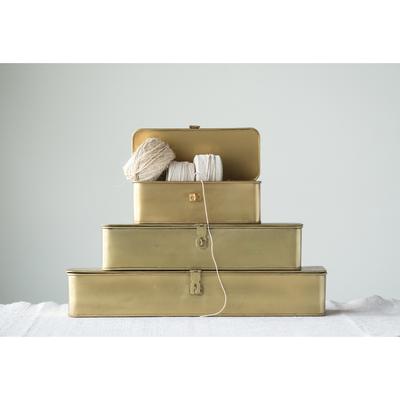 Decorative Metal Boxes with Lid, Set of 3