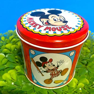 Disney Accents | Disney Collectibles Vtg 1982 Mickey Mouse Round Sports Tin 1st Edition Series 1 | Color: Blue/Red | Size: 3.5”Hx3.5”Diameter