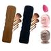 Travel Makeup Brush Holder + Integrated Makeup Sponge Case 4 Pack Make Up Organizer Bag Cosmetic Pouch Portable Anti-Dust Silcone Washable Beauty Blender Holder Carrying Case (F Brown+Black)
