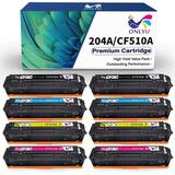 ONLYU 204A Toner Cartridge CF510A Toner Cartridge Replacement for HP Color Pro M154a M154nw MFP M180n MFP M181fw MFP M181fdw MFP M180nw Printer 8 Pack Black Cyan Magenta Yellow