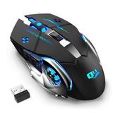 Wireless Gaming Mouse Rechargeable USB 2.4G Computer Mouse with 7 Colorful LED Lights 3 Adjustable DPI Silent Click Ergonomic Optical Mice for PC Laptop Desktop Windows Mac