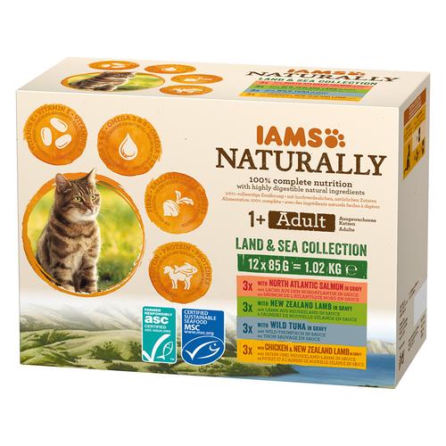 48x85g Land & Sea Collection Adult Naturally IAMS Wet Cat Food