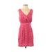 BCBGeneration Casual Dress - Mini V Neck Sleeveless: Pink Dresses - Women's Size 4