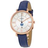 Women's Fossil Navy Mississippi University for Women Owls Jacqueline Leather Watch