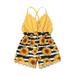 TUOBARR Toddler Girl Summer Outfits Toddler Kids Girl Vest Backless Sunflower Printed Romper Clothes Sunsuit Outfits Gold 12-18 Months