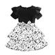 TAIAOJING Toddler Baby Girls Dress Outfits Children Layered Skirt Floral Print Ruffle Cake Skirt Two Piece Set Cute Sundress 3-4 Years