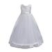 Girls Lace Dress Long A Line Tulle Wedding Pageant Party Prom Dresses Ball Gown