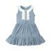 Holiday Savings Deals! Kukoosong Summer Toddler Girls Casual Dresses Toddler Kids Baby Girl Clothes Lace Ribbed Sleeveless Bowtie Princess One-Piece Dress Light Blue 3 Years