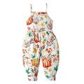 VerPetridure Clearance Baby Halloween Summer Jumpsuits for Girls Kids Cute Backless Strap Romper Pumpkin Jumpsuit Toddler Pants with Pockets Halloween Outfits Size 1-6T