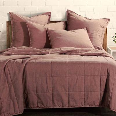 Stonewashed Cotton Mini Coverlet Set Mauve, King, Mauve